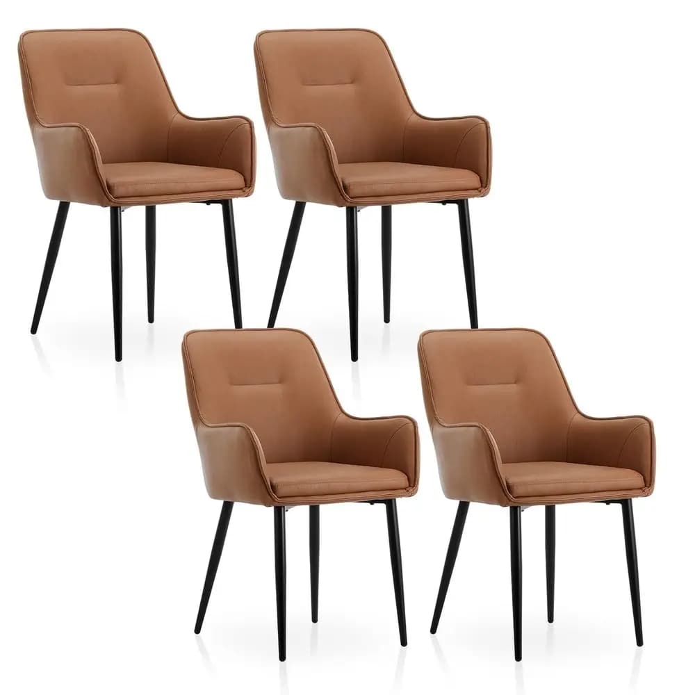Set di 4 sedie da pranzo dal design moderno, sedie con dettagli in ecopelle con seduta e braccioli imbottiti, poltrone imbottite per il tempo libero
