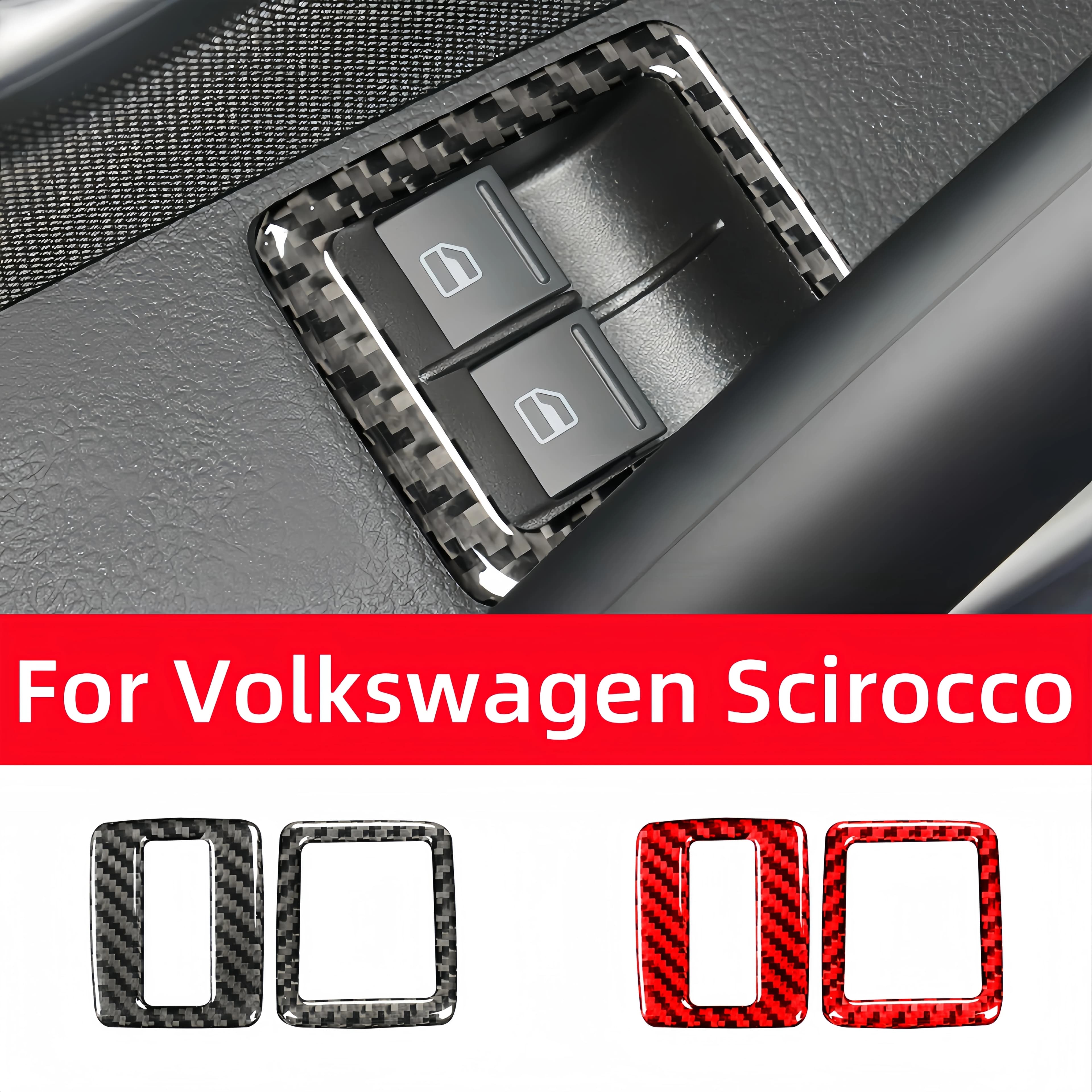 Accessori Auto per Volkswagen Scirocco R 2009-2016, Adesivi Interni in Fibra di Carbonio, Decorazione Pulsanti Controllo Finestrini