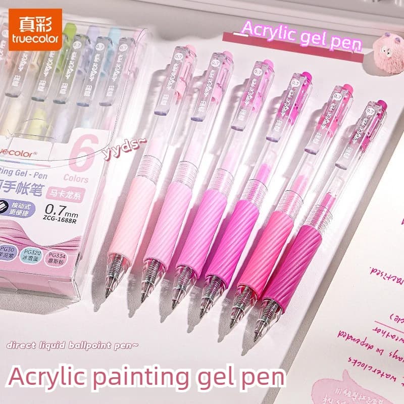108/6 Colors Press Acrylic Gel Pen Large Capacity 0.7mm Writing Pen Painting Drawing Stationery Office School Supplies PK languo