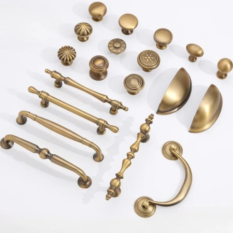 Maniglie per armadi Maniglie per cassetti per mobili Maniglia per porta Manopole per mobili in ottone massiccio bronzo antico Maniglie per cassetti da cucina Maniglia a conchiglia
