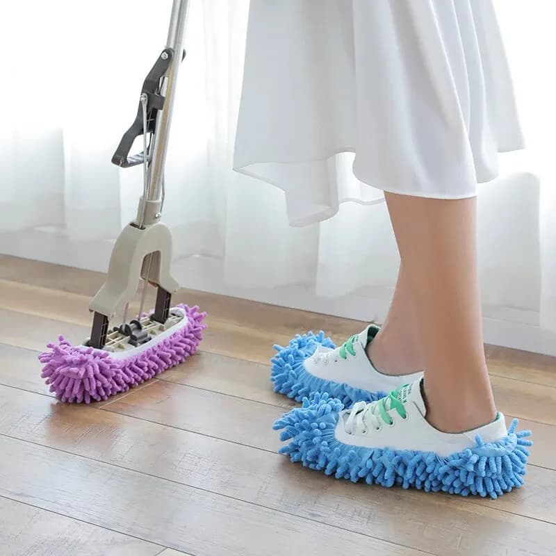 Pantofole Mop per la Pulizia della Polvere, per Casa e Bagno, Copriscarpe in Ciniglia per Pulizia Pavimenti, Pantofole Mop in Tessuto per la Pulizia