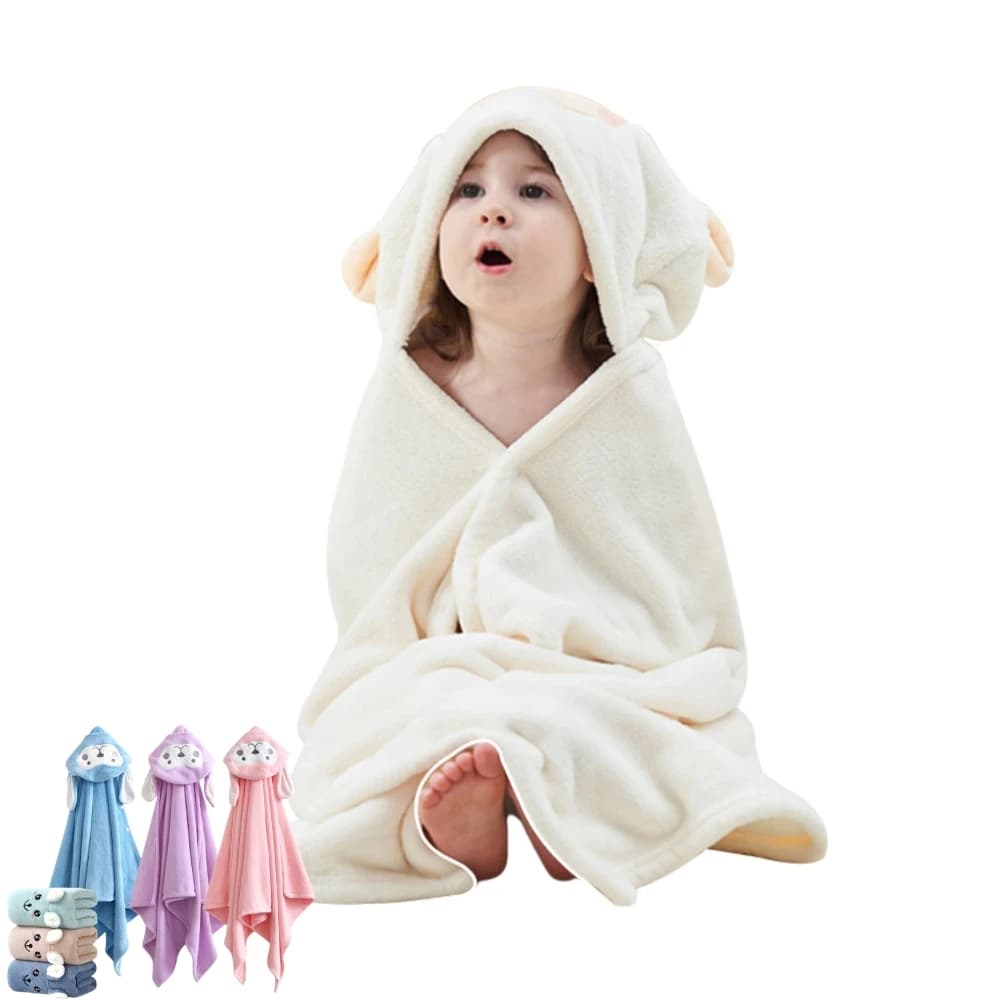 Asciugamano da bagno per bambini con cappuccio per ragazzi e ragazze Morbido pile di corallo delicato sulla pelle Grande coperta avvolgente per bambini Accappatoio per bambini Asciugamano da doccia