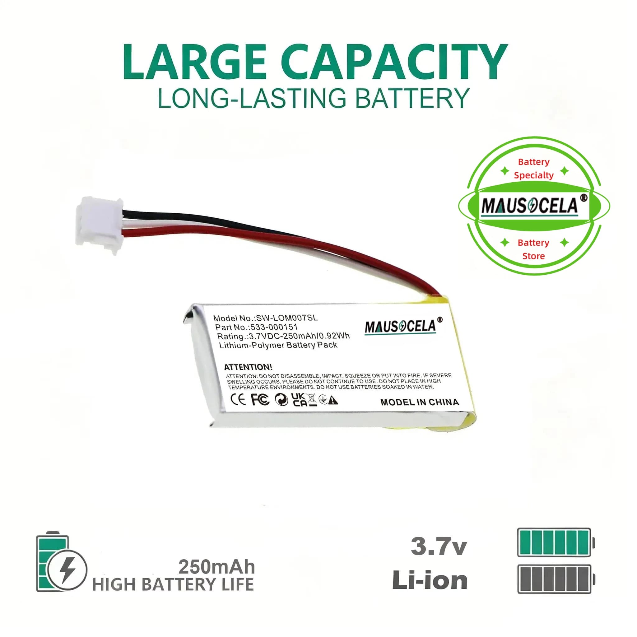 250mAh 3.7V Li-Po Battery SW-LOM007SL 533-000151 AHB521630PJT-04 For Logitech G Pro X Superlight G502 G703 Wireless Gaming Mouse