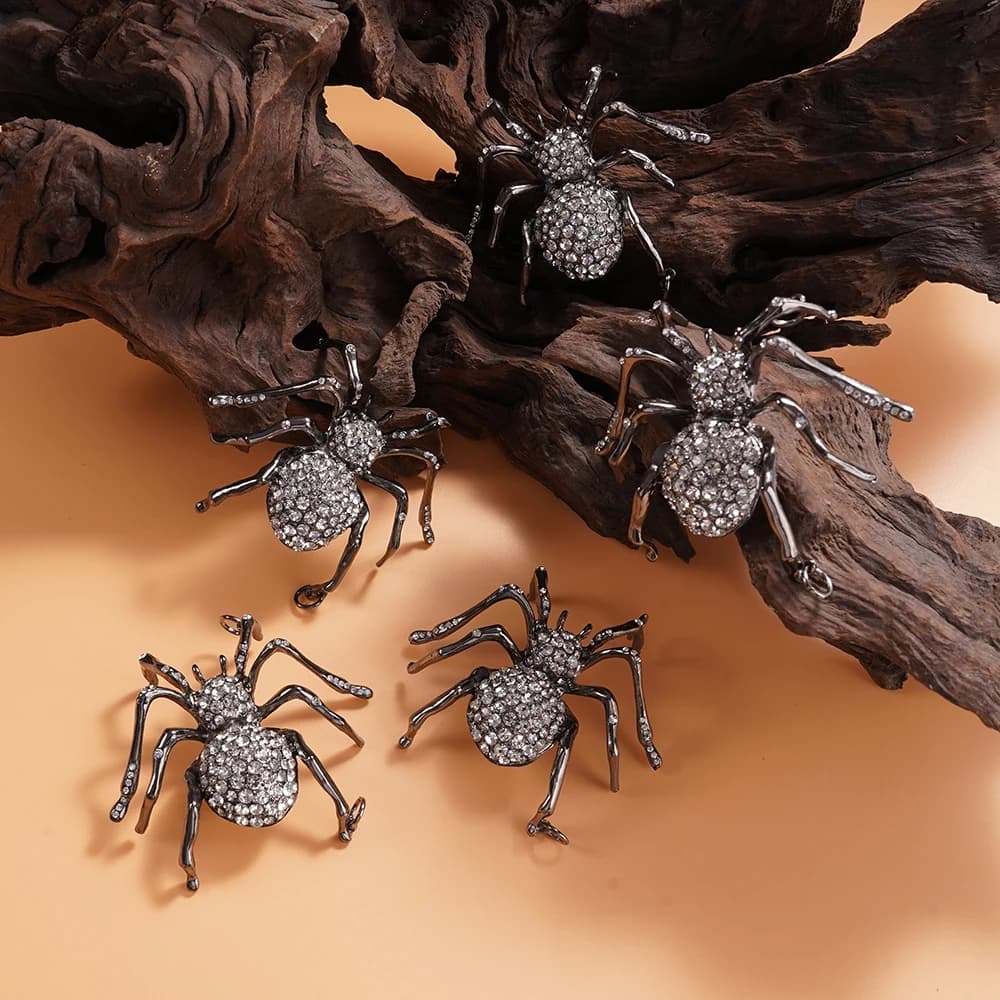 Punk Exaggerated Spider Pendant Accessory - Halloween Jewelry Gift for DIY Bracelet Necklace Insect Spider Theme