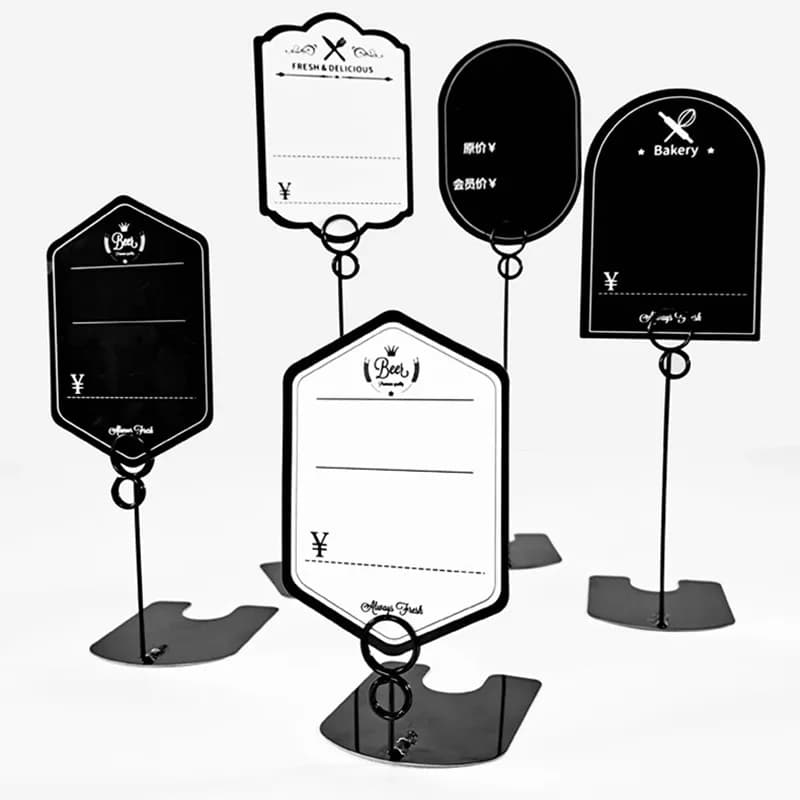 10 Pezzi Etichetta Prezzo in Metallo per Supermercato Etichette per Carte POP Clip Numero da Tavolo Menu Porta Ricette Torta Etichetta per Pane Segno Porta Carta