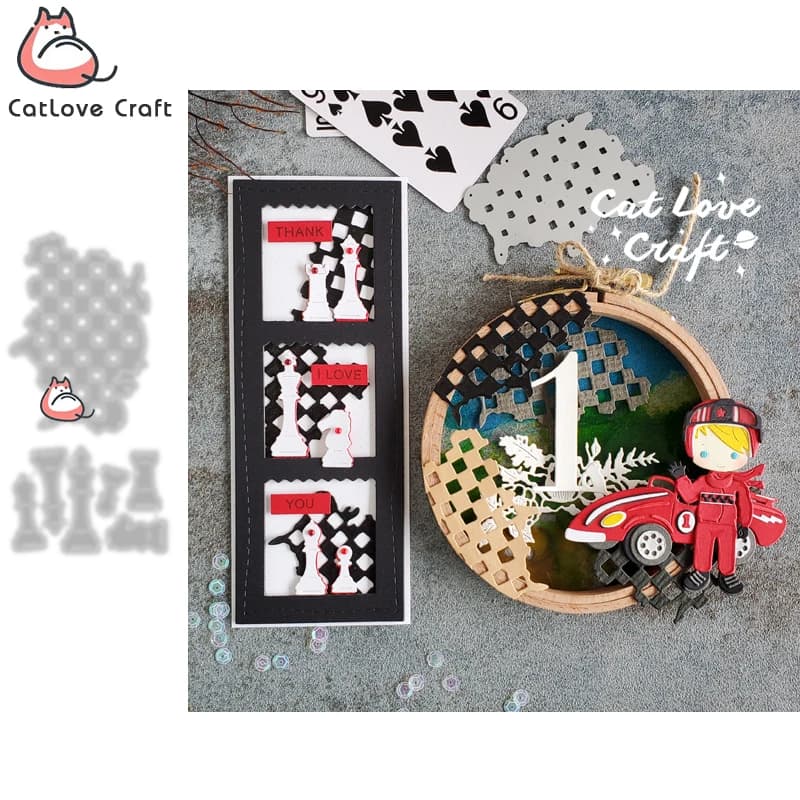 Catlove scacchiera scacchi metallo taglio muore Scrapbooking Stencil Die Cuts Card Making fai da te artigianato goffratura nuovi stampi per 2022