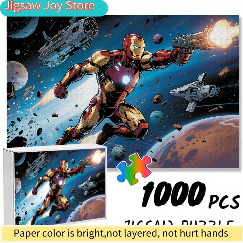 Puzzle senza cuciture a tema Marvel Z9.22-149, con Iron Man in un design di battaglia spaziale - Puzzle spesso e resistente, un ottimo gioco per l'intelletto