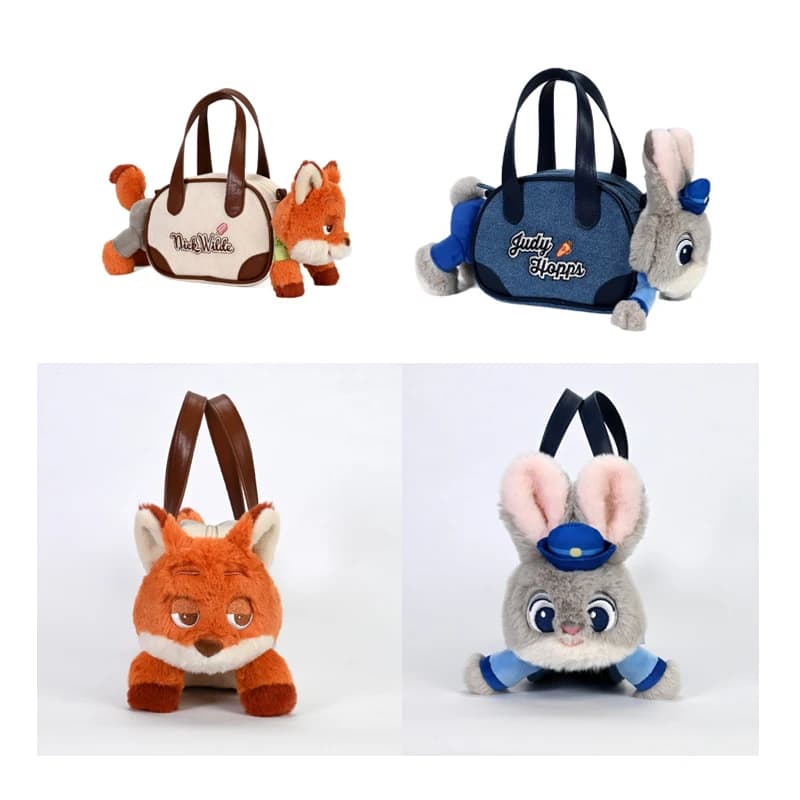 Disponibile Borsa a tracolla per bambola di peluche genuina Zootopia Judy Nick Toy Borsa per pendolari a spalla singola Zaino per giocattoli di peluche con animali pelosi