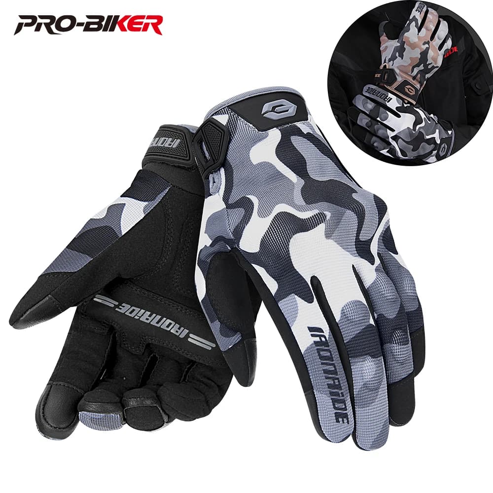 Guanti da moto Guanti da equitazione estivi traspiranti e antiscivolo Guanti di protezione per le dita intere Touch screen mimetico M-XXL