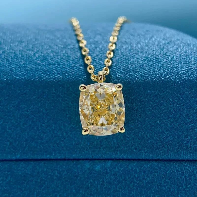 Luxury 100% Real 18k Gold Women's Yellow Diamond Pendant Necklace Smart Luxury Moissanite Clavicle Chain