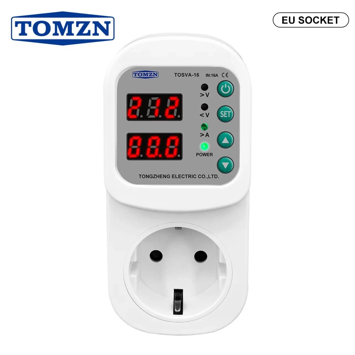 TOMZN Automatic Overvoltage and Overcurrent Protection, AC 110V 220V Adjustable 16A, Electric Overload Protection, EU TOSVA-16