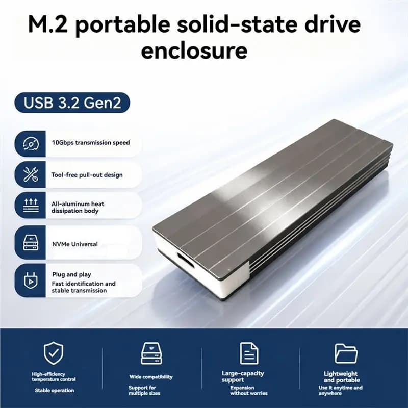 [EYEL!NEW!】 M2 SSD Case 10Gbps USB 3.2 Gen2 Nvme To USB3.1 Enclosure Adapter USB-C External For PC