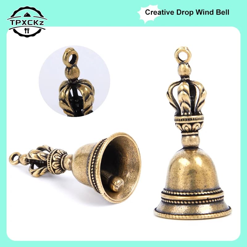 Retro Wind Bell Alarm Brass Handicraft die-casting Drop Wind Bell Tibetan Bronze Bell Creative Gift Home Decoration Accessories
