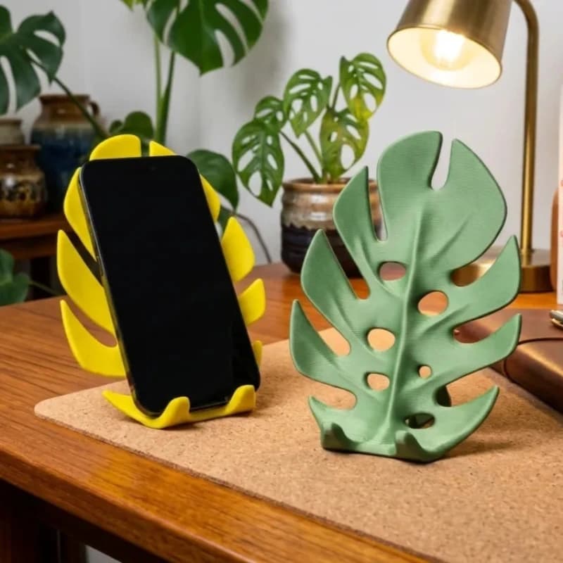 1PCS 3D Relief Monstera Leaf Flowing Phone Stand, Desktop Holder Ornament, Decorations, Centerpieces, Party Supplies