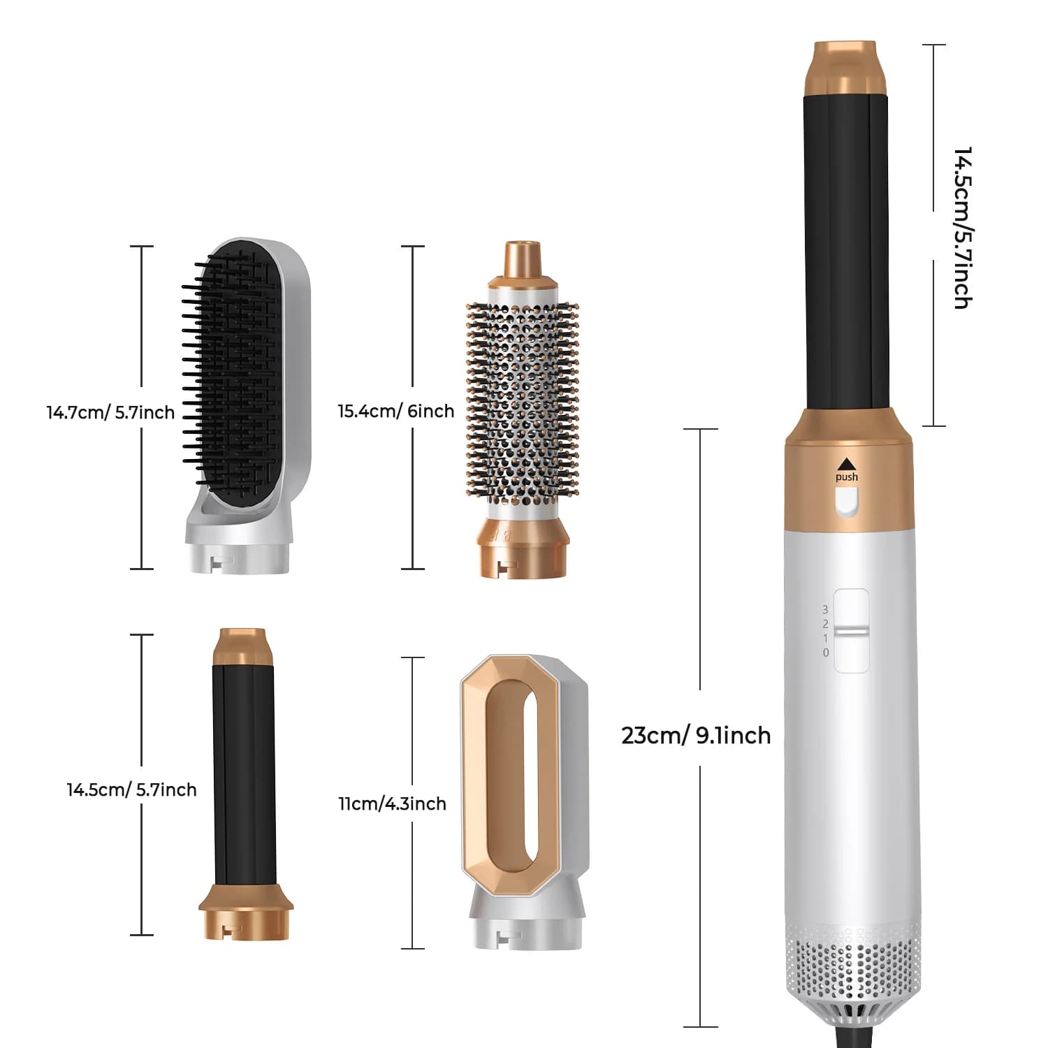 Set 5 in 1 Asciugacapelli e Piastra Professionale, Ferro Arricciacapelli e Strumento per lo Styling, Compatibile con Airwrap, per Uso Domestico
