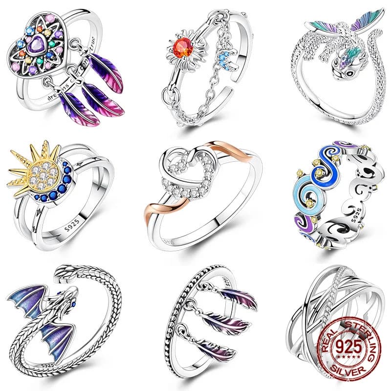 2025 New 100% 925 Sterling Silver Heart-Shaped Dream Catcher Women's Ring Is Giving To Your Lover As An Engagement Birthday Gift