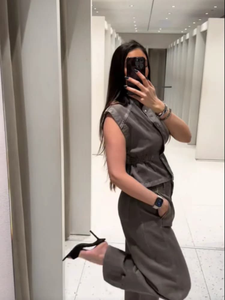 Complete Set Coordinated with Women's Denim: Casual Sleeveless Jacket and Jeans in Gamba Larga with Vita Slim - New Collection 2026