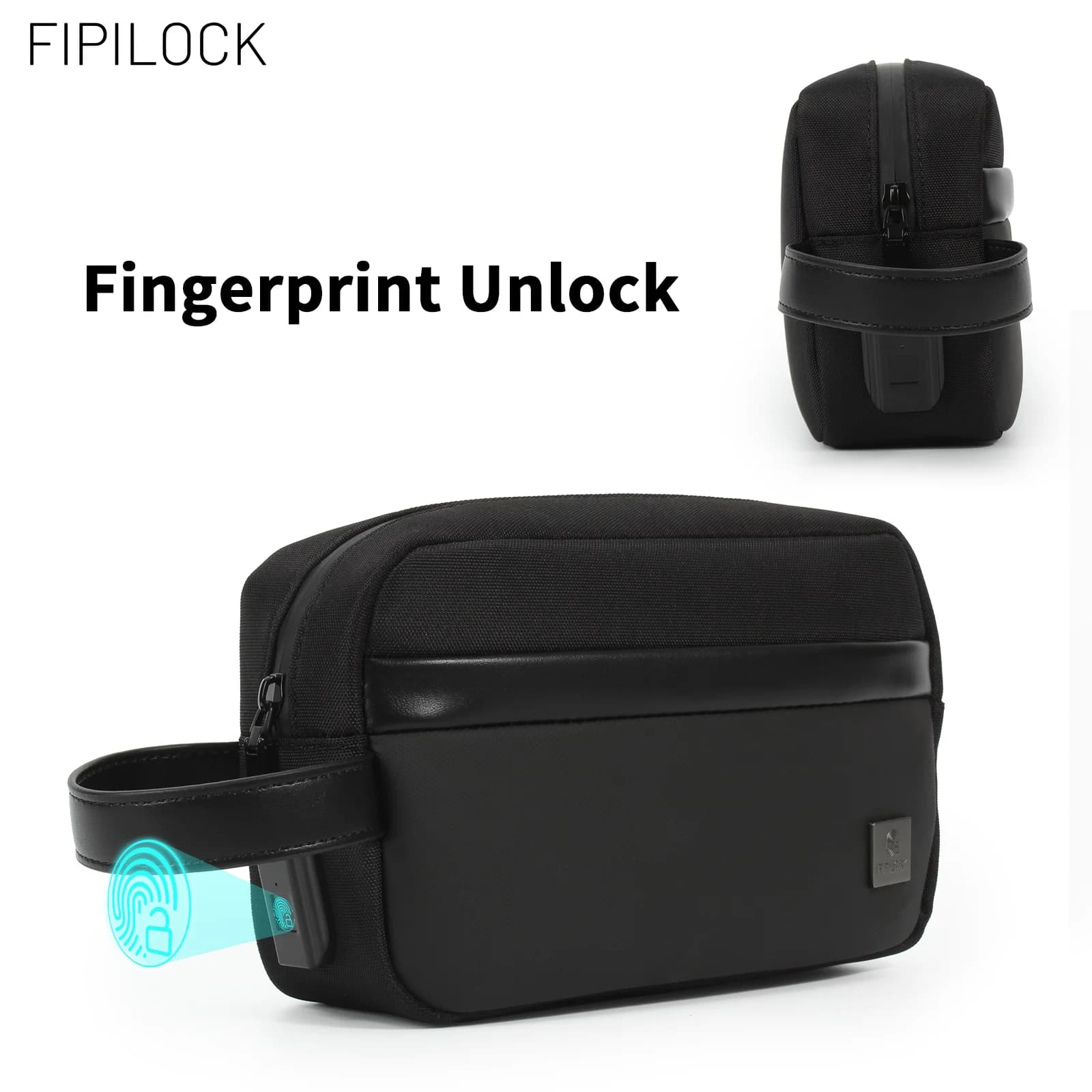 FIPILOCK Borse Clutch Donna/Uomo con Sblocco Intelligente a Impronta Digitale, Antifurto, Porta Carte di Credito e Cellulare, Borsa da Polso