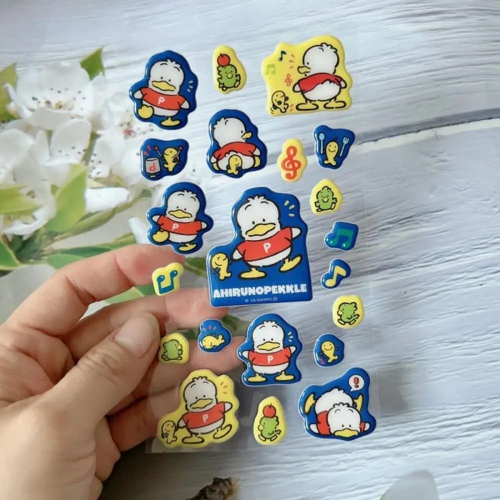 Sanrio Hello Kitty Pekkle Coro Coro Kuririn Serie retrò Adesivo tridimensionale Diy Notebook Astuccio per matite Regalo di compleanno per ragazza