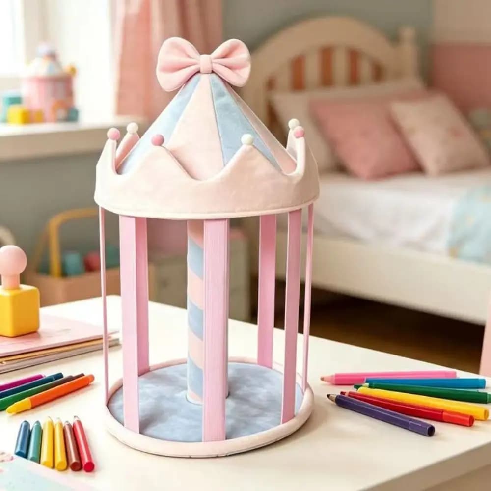Cute Bow Design Hair Accessory Display Space Saving Carousal Shape Hair Clips Storage Stand Non-slip 8 Rows Hair Clips Organizer
