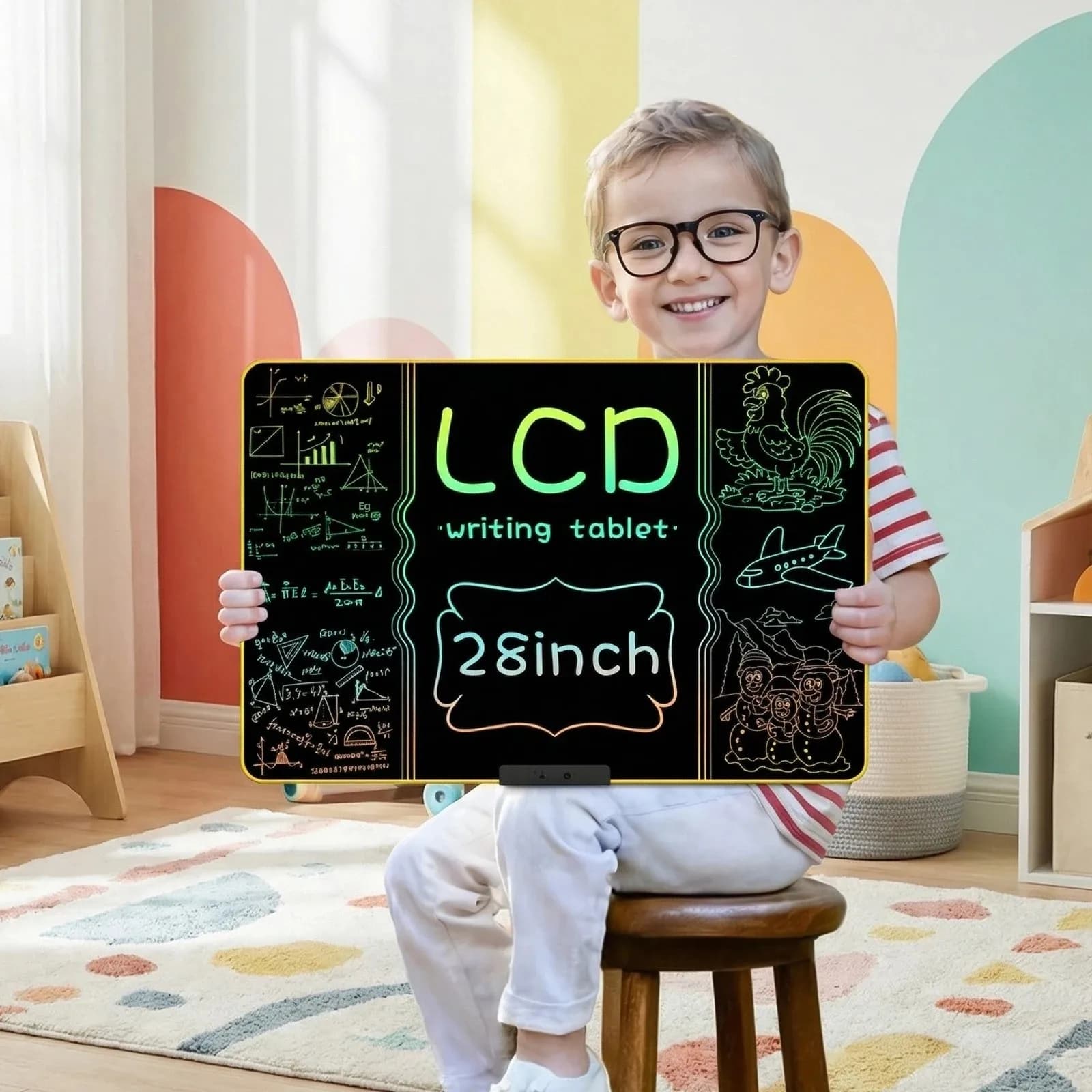 Tavoletta da scrittura LCD da 28 pollici/16 pollici per bambini e adulti, tavolo da disegno ricaricabile Doodle Board per l'educazione e l'apprendimento digitale