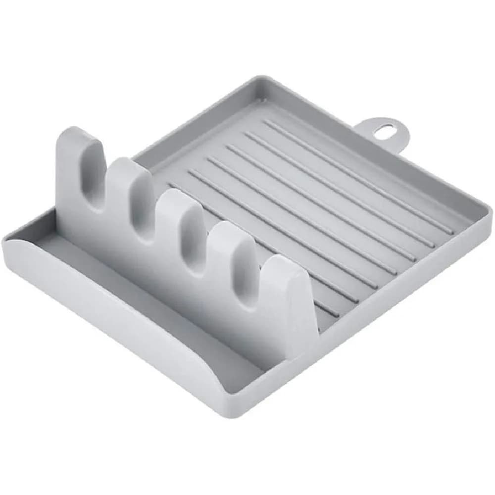 Kitchen Utensil Rest & Lid Holder Stand, 3-in-1 Countertop Organizer with Non-Slip Base, Drip Catcher Tray for Spatulas, Ladles, Pot Lids, and Cutting Boards, Cartoon Style All-in-One Caddy for Stove Top Cooking (1-Pack)