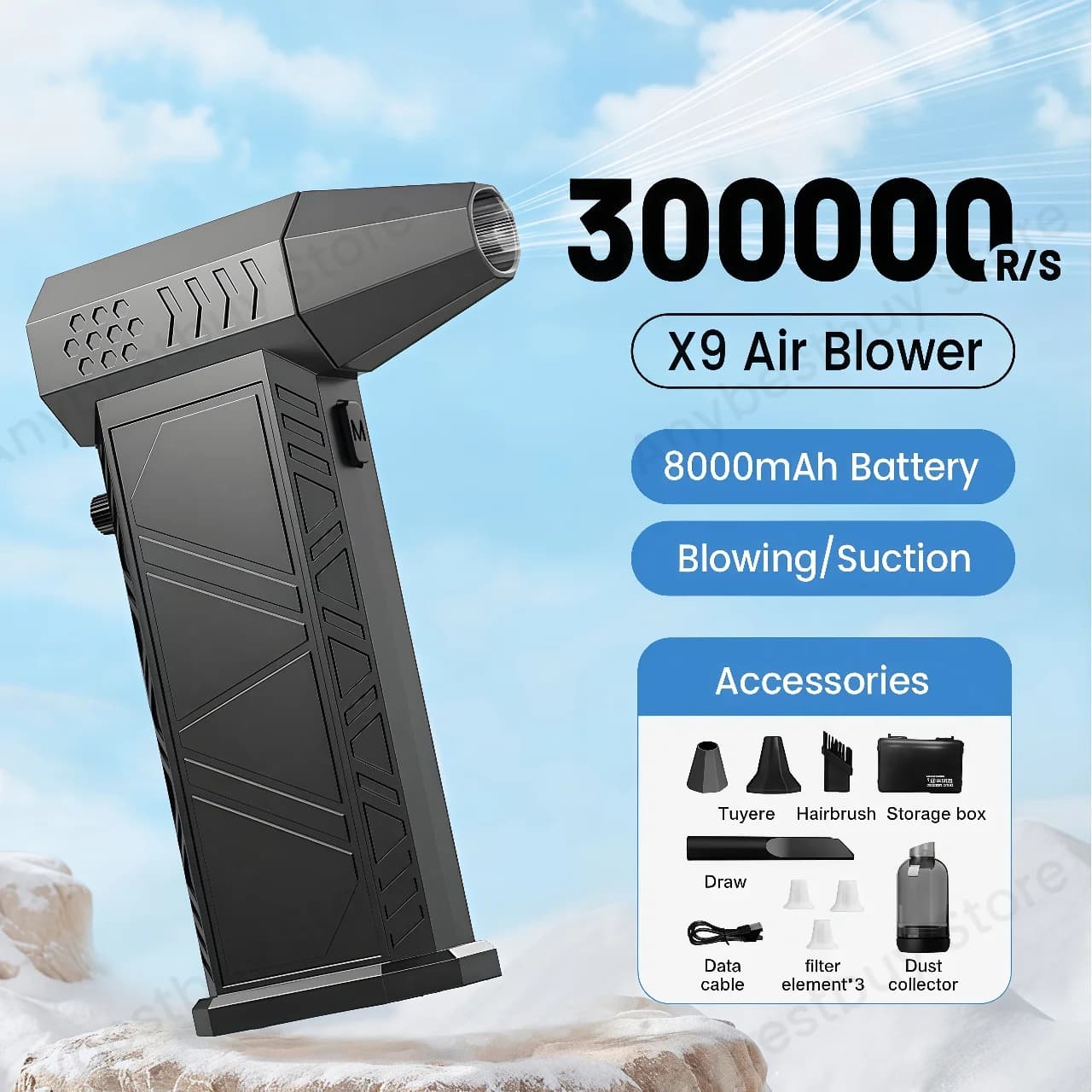 X9 Turbo Fan Jet 300000RPM Turbo Jet Brushless Fan Vacuum Cleaner Fan For PC/Cash Machine/House/Auto Cleaning Air Dust