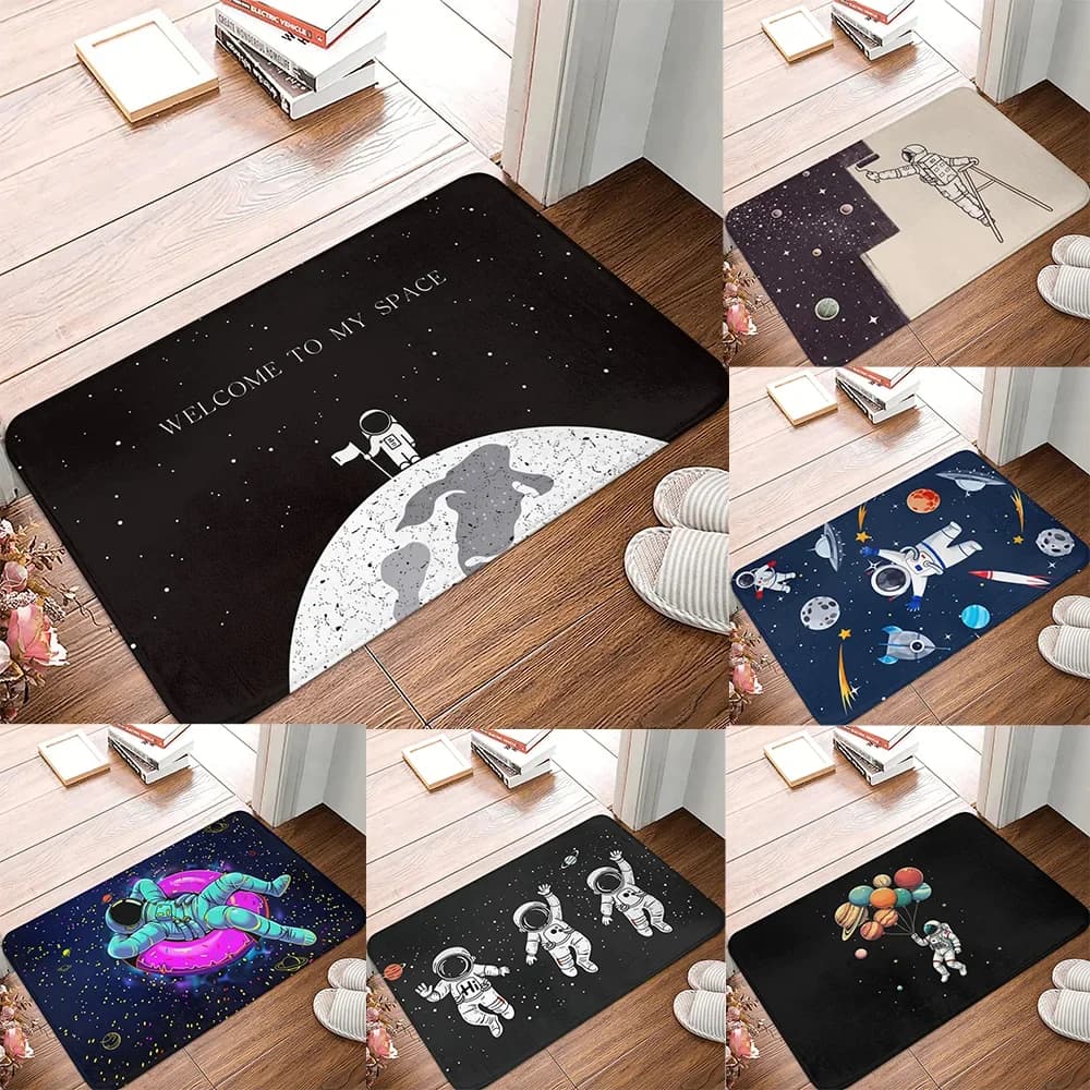 Cartoon Astronaut Door Mat Lunar Astronaut Welcome To My Space Door Mat Anti Slip Bathroom Kitchen Living Room Carpet