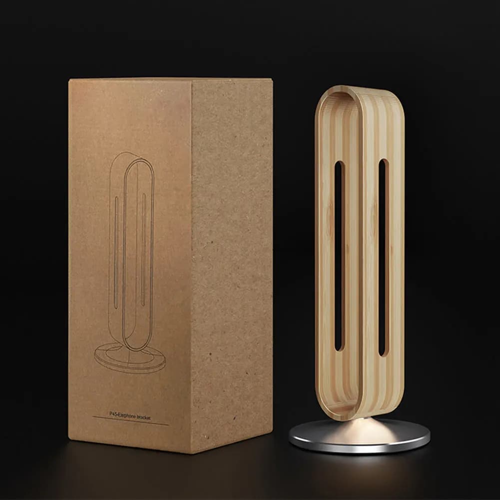 Bamboo Wood Aluminum Headphone Stand Gaming Headset Earphone Display Rack Desktop Headphones Hanger Holder Storage Bracket
