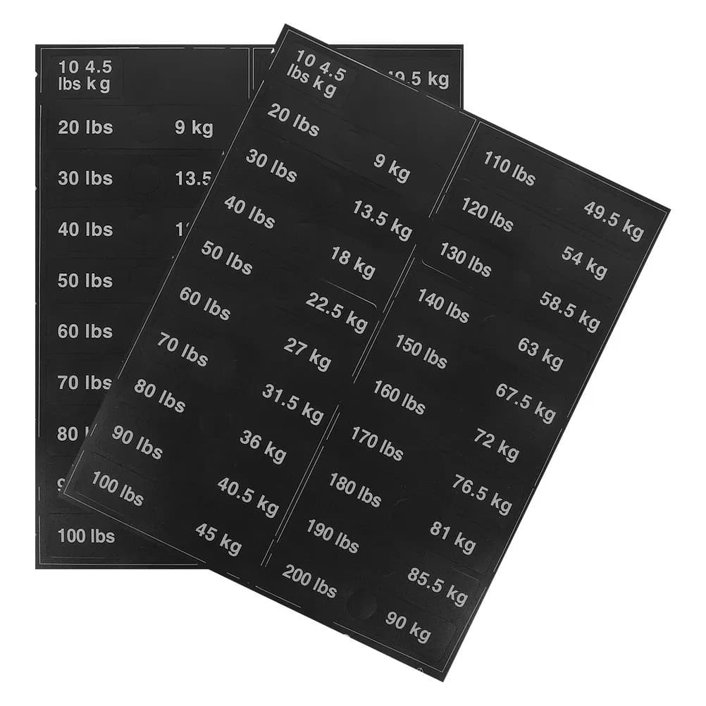 2 Sheets of Labels Stickers Numerate for Weights, Wall decals for Easy identification on Rack for Weights, Rack for Manubri, Kettlebell