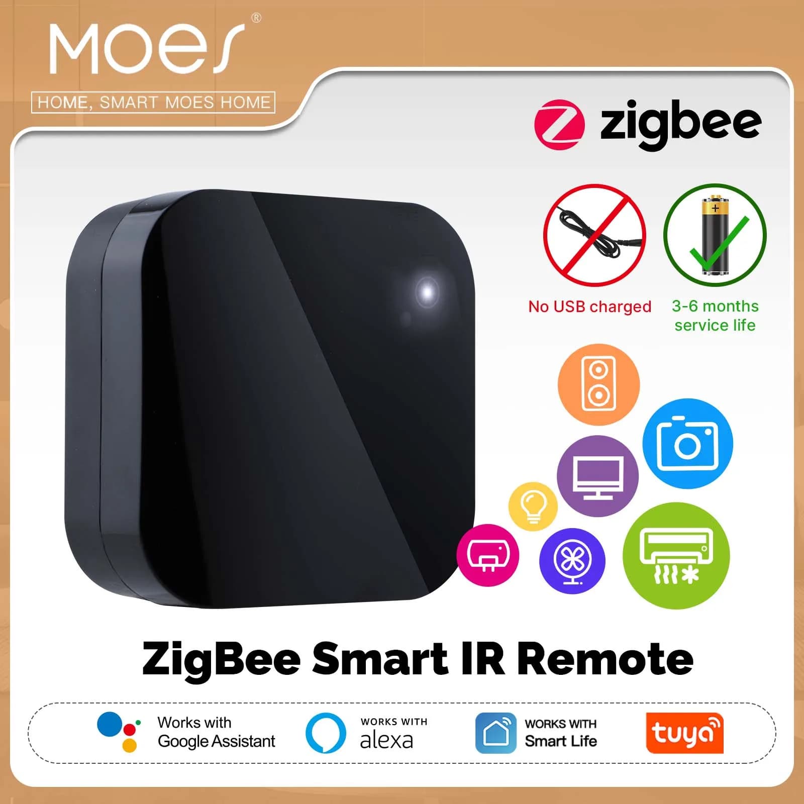 MOES Tuya ZigBee Telecomando IR intelligente Il telecomando universale a infrarossi per la casa intelligente funziona con Alexa Google Home