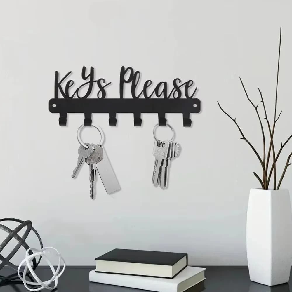 Portachiavi da Parete in Metallo Homey - Organizzatore Nero per Decorazione Ingresso e Porta