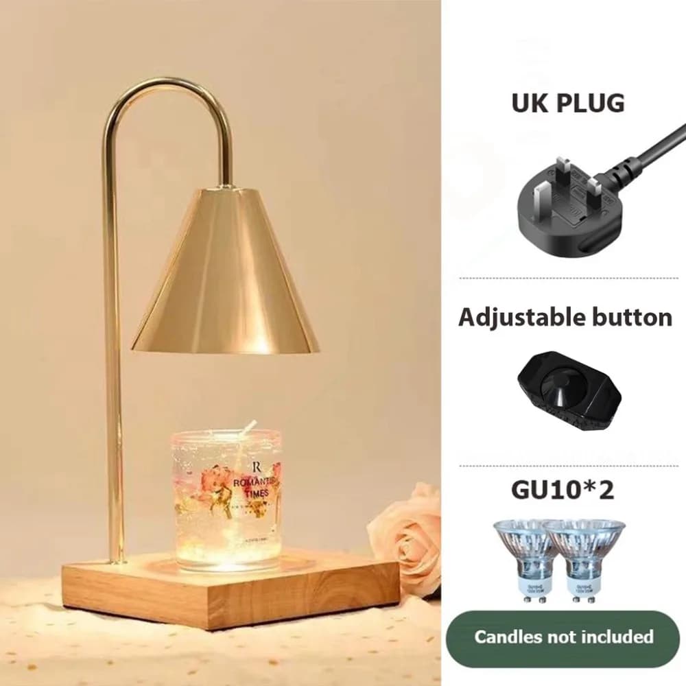 Lampada Scaldacera per Diffusore di Aromi, Lampada da Tavolo per Aromaterapia, Scaldacera con Base in Legno Massello, Spina EU