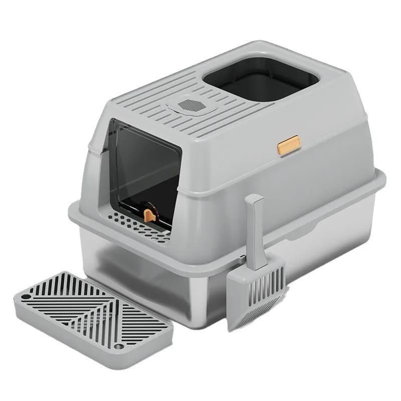 Lettiera per gatti completamente chiusa in acciaio inossidabile, grande deodorante, toilette per gatti di grandi dimensioni, lettiera per gatti chiusa, forniture per animali domestici
