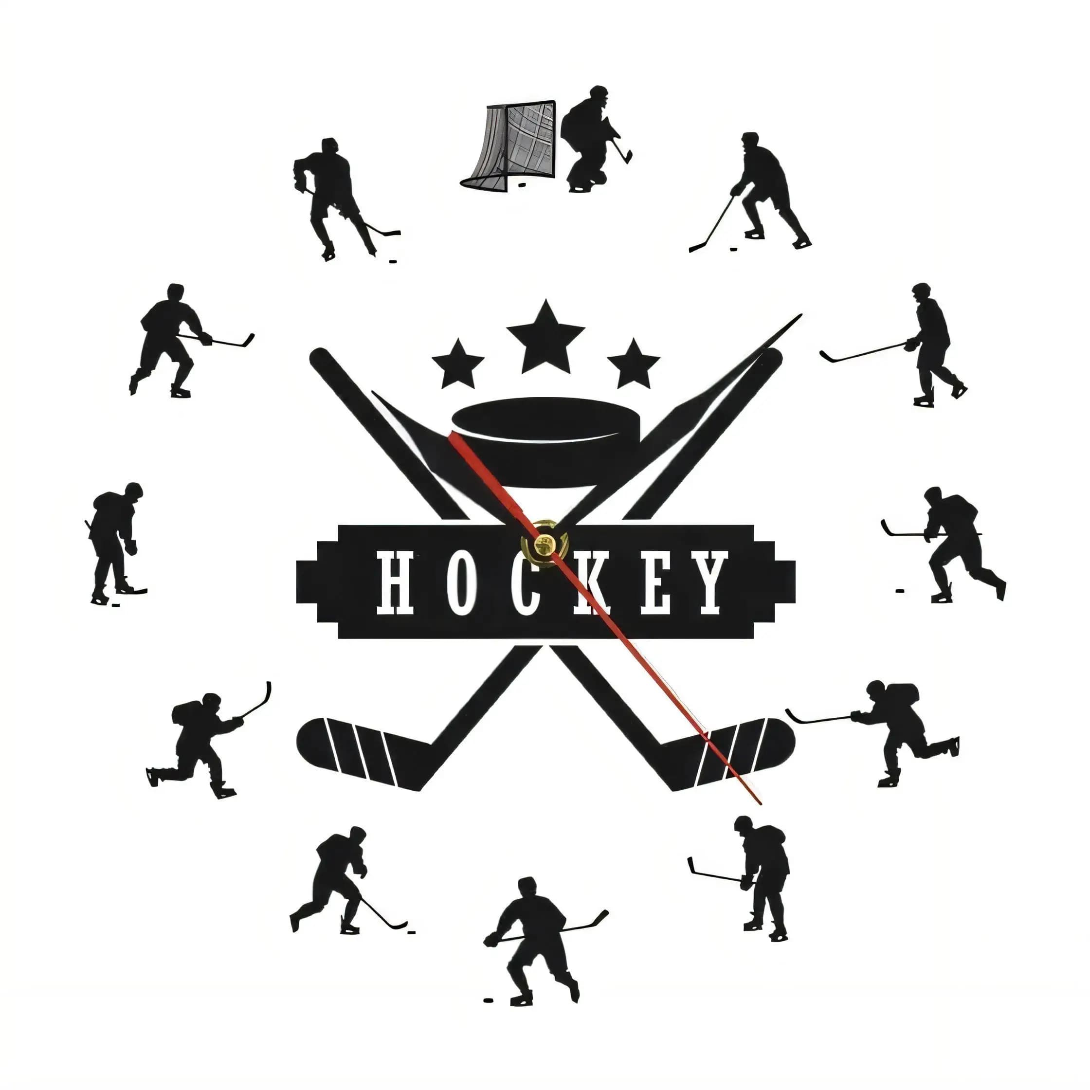 Square Wall Clock Hockey Silent Non Ticking Battery Operated Ice Sport Decorative Home Office Living Room Art Gift