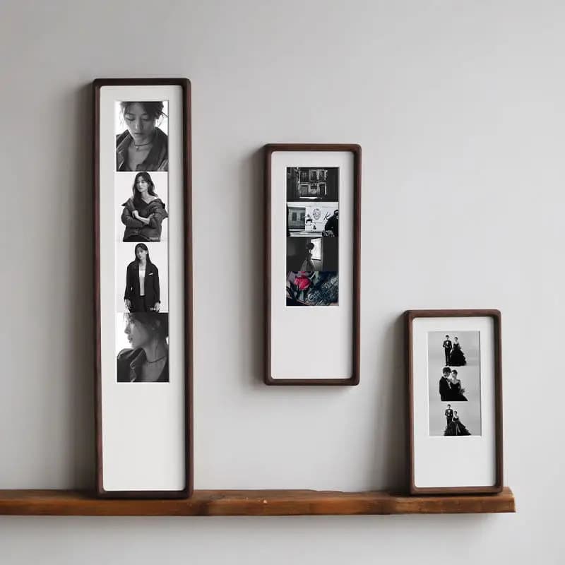 Triple Frame Solid Wood Picture Frame Vertical Long Collage for Wedding Photo Creative Hanging Display for Couple Gifts