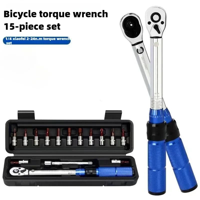 15 Pz Set Chiave dinamometrica per bicicletta Set 1/4 "2-24Nm Doppia direzione Bike Chiave a brugola Presa Tipo preimpostato Chiave Pro Kit di riparazione