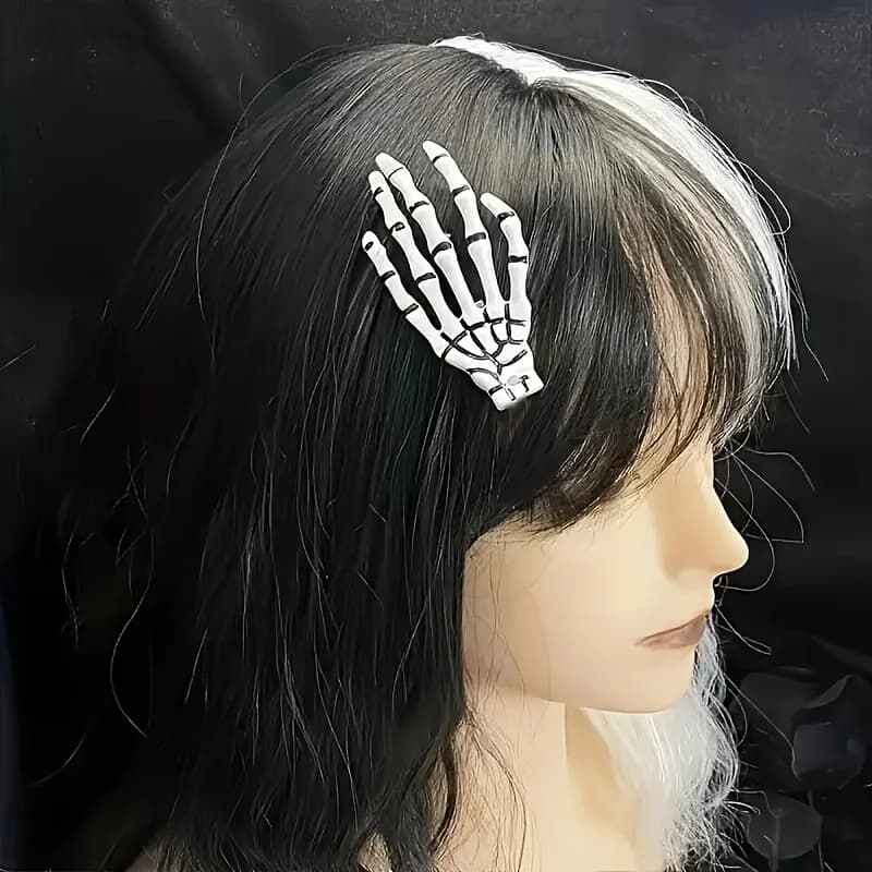 Fermaglio per capelli a forma di scheletro di Halloween, fermaglio a forma di mano di scheletro, fermaglio a forma di artiglio di osso di zombie per donne, per feste horror.