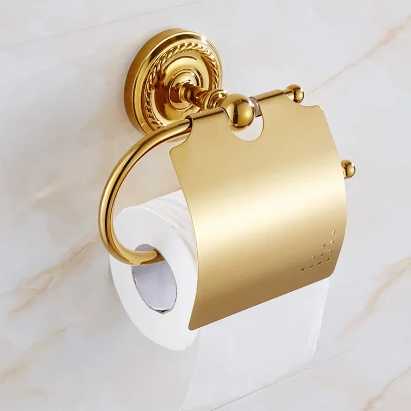 Brass Bathroom Accessories Set Gold Robe Hook Toilet Brush Paper Holder Towel Bar Soap Basket Towel Rack Bathroom Hardware Set
