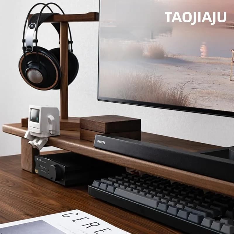 Supporto per Monitor da Scrivania, Scaffale in Legno per Alzata Schermo, Stand per Notebook, Tipo Economico