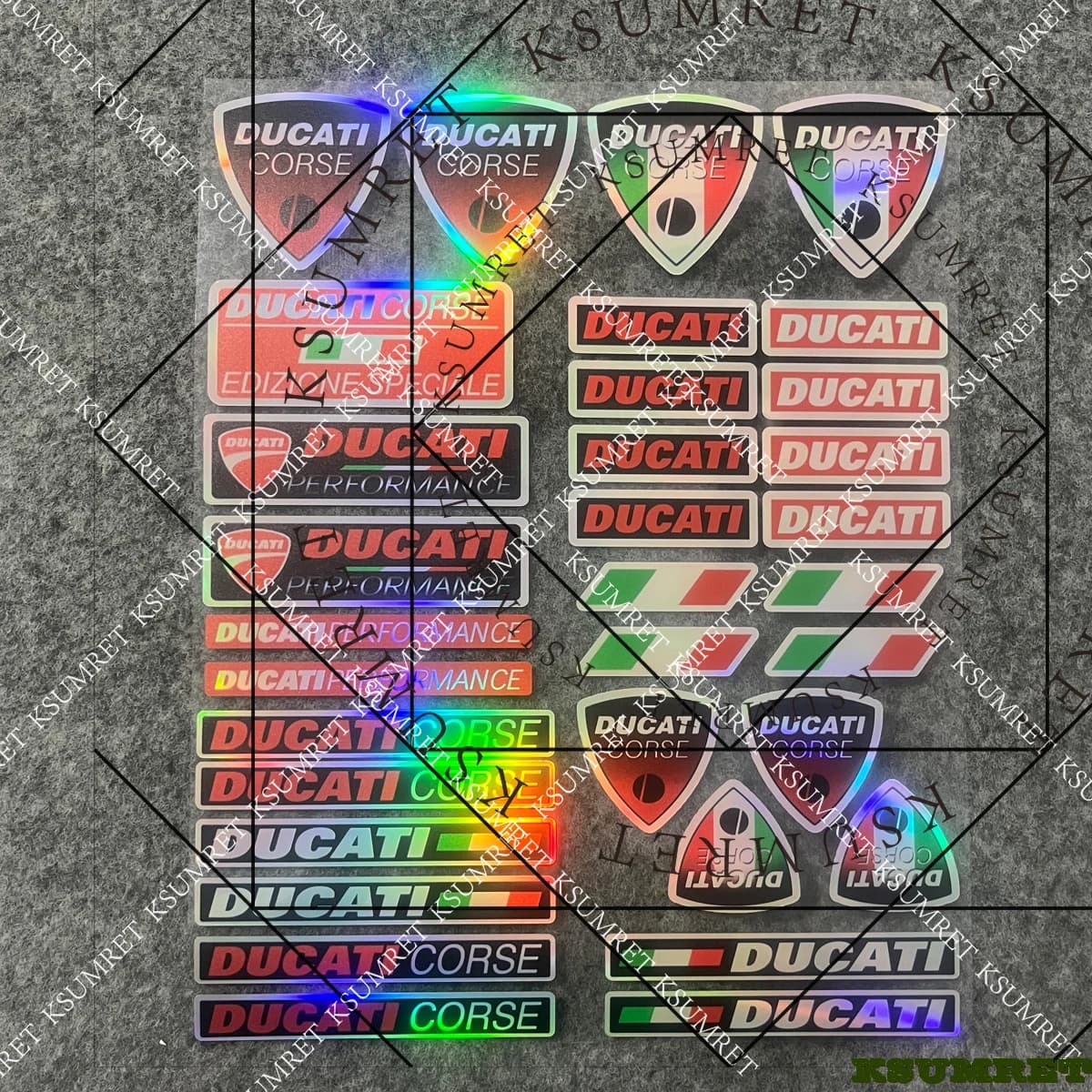 Adesivi Laser per Moto Ducati, Decalcomanie per Casco e Serbatoio, Kit Logo