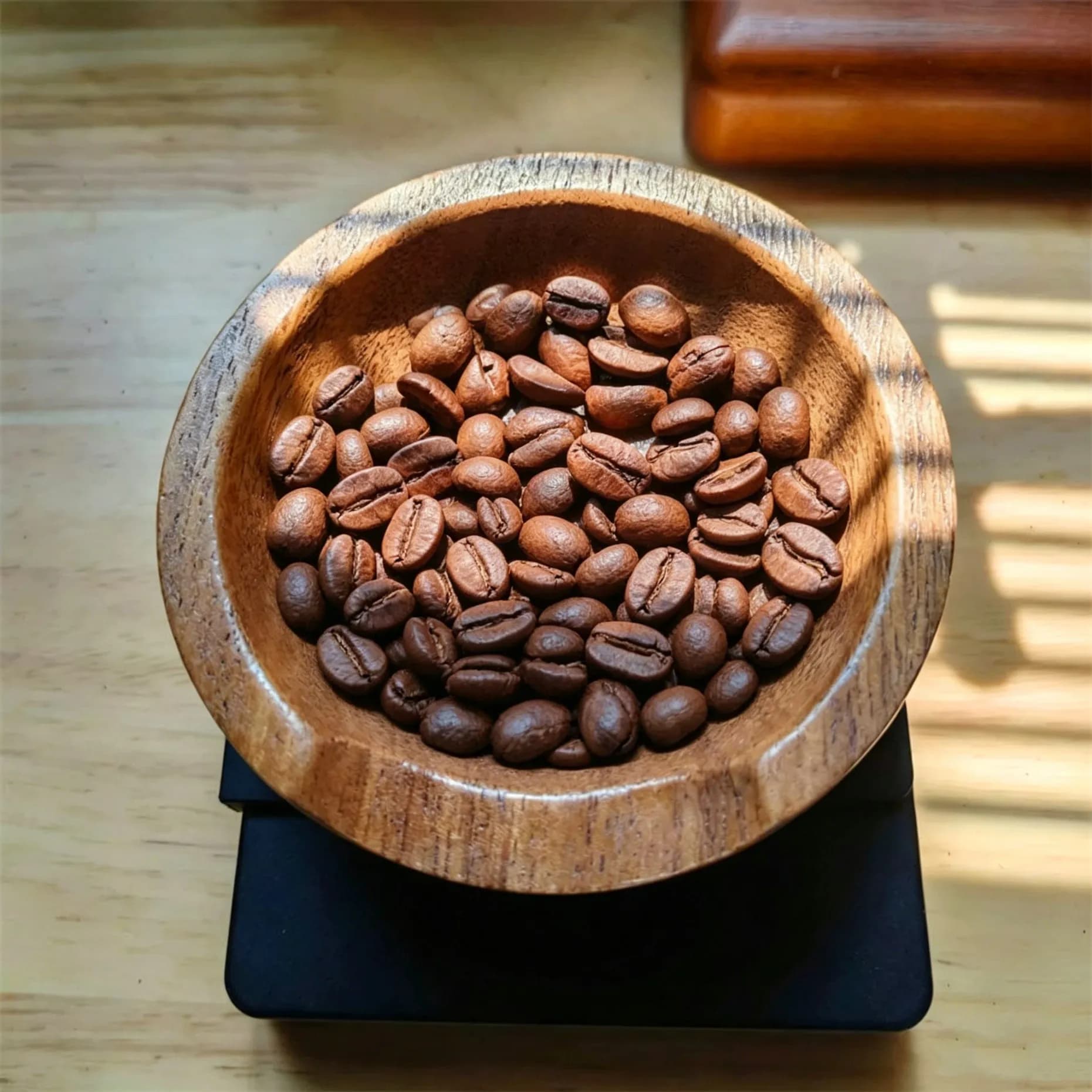 Round Coffee Bean Measuring Scoop Dosing Cup for Home Coffee Making Tools Smooth Surface Walnut Wood Coffee Beans Dose Trays