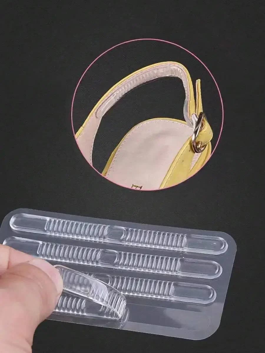 4pcs Summer Women Invisible Transparent Soft Sticky Anti-Slip Thin Strip Heel Grips For Sandals & High Heels