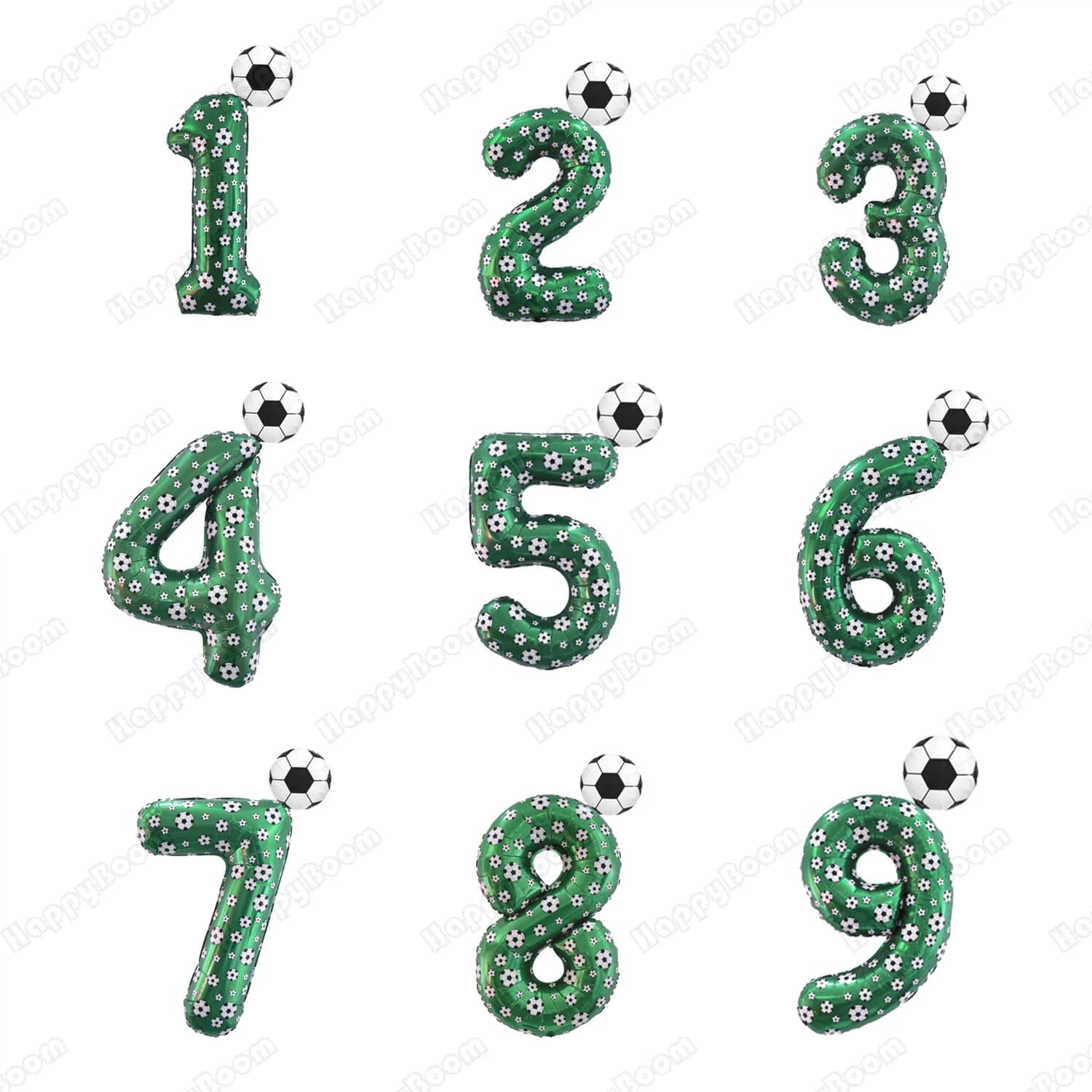 2 Green Foil Balls with Number 40 Inches, 10 Inch Helium Balls Soccer Theme, Birthday Party Decorations for Children and Sport Events