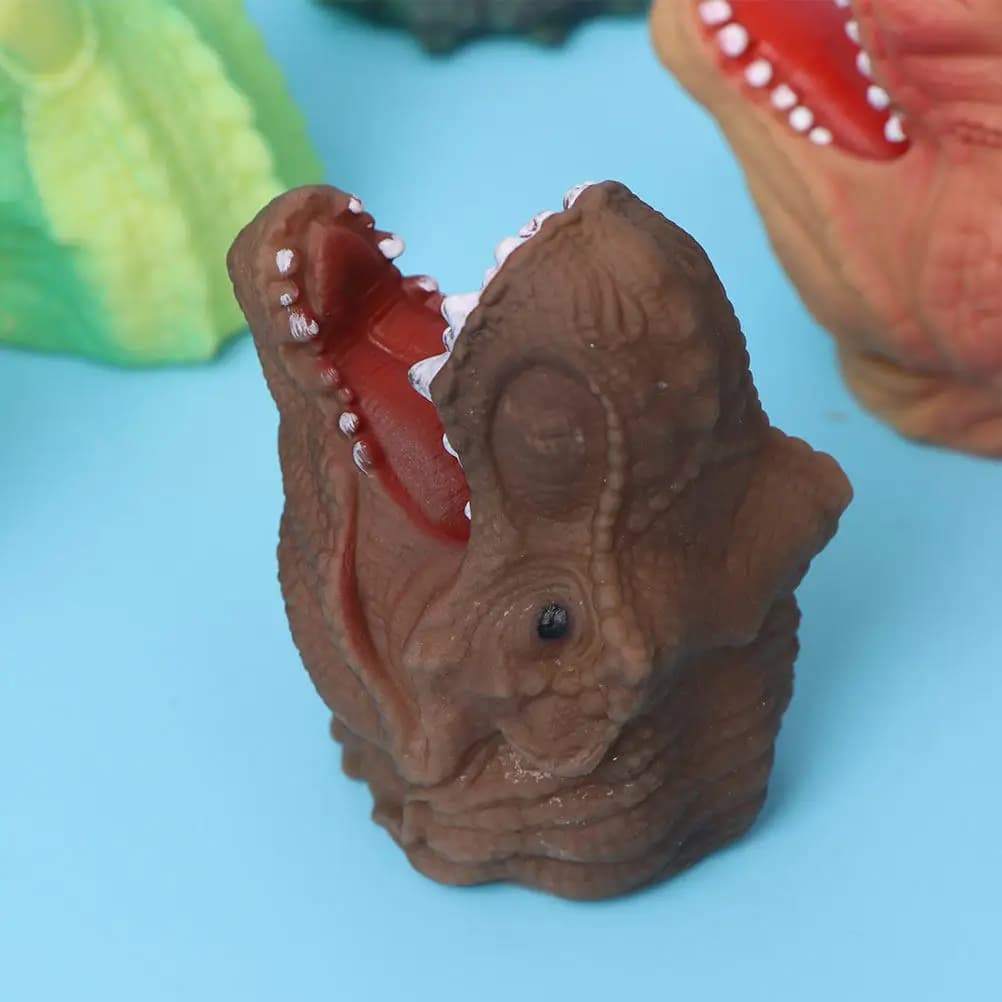4 Pezzi Marionette da Dito a Forma di Testa di Dinosauro in Plastica per Gioco Immaginativo, Raccontare Storie, Interattive ed Educative per Bambini