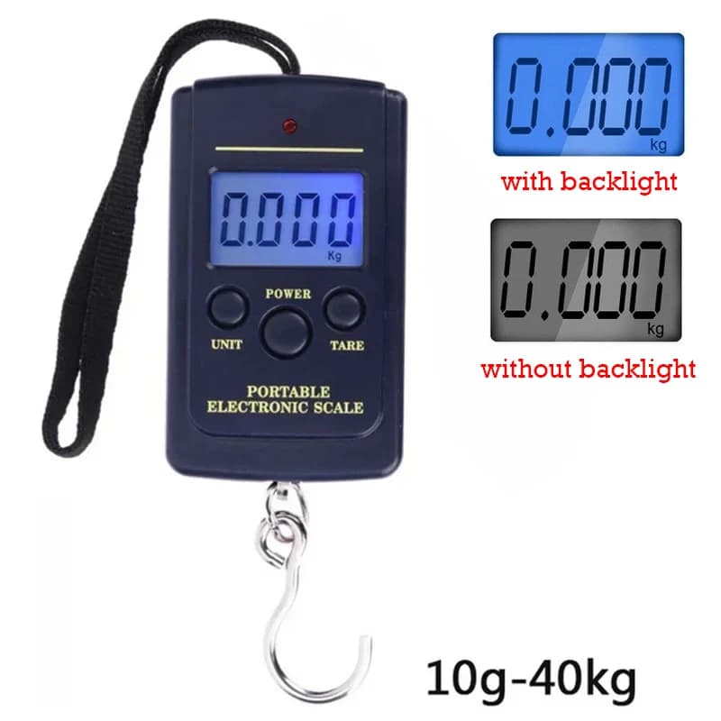 Bilancia digitale multifunzionale da 10g-40kg Bilancia elettronica portatile per pesatura dei bagagli da pesca Strumento per bilancia con gancio per peso sospeso
