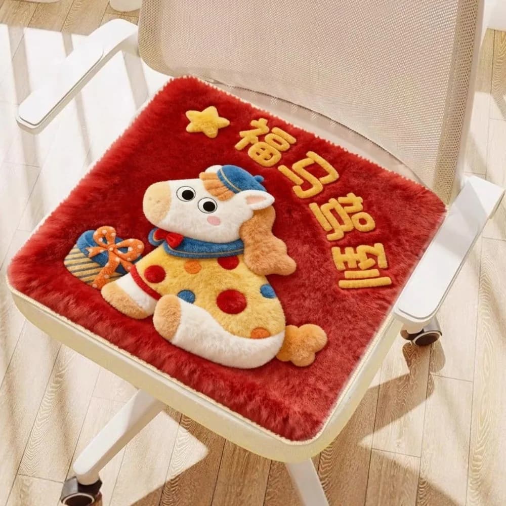 Cuscino per sedia morbido creativo Tema di Capodanno Cuscino per sedia da ufficio per cartoni animati Comodo cuscino per pony antiscivolo Uso domestico