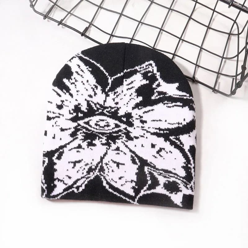 1PCS personalized trend large patterned jacquard knitted hat, street outdoor sports skullcap, unisex beanie