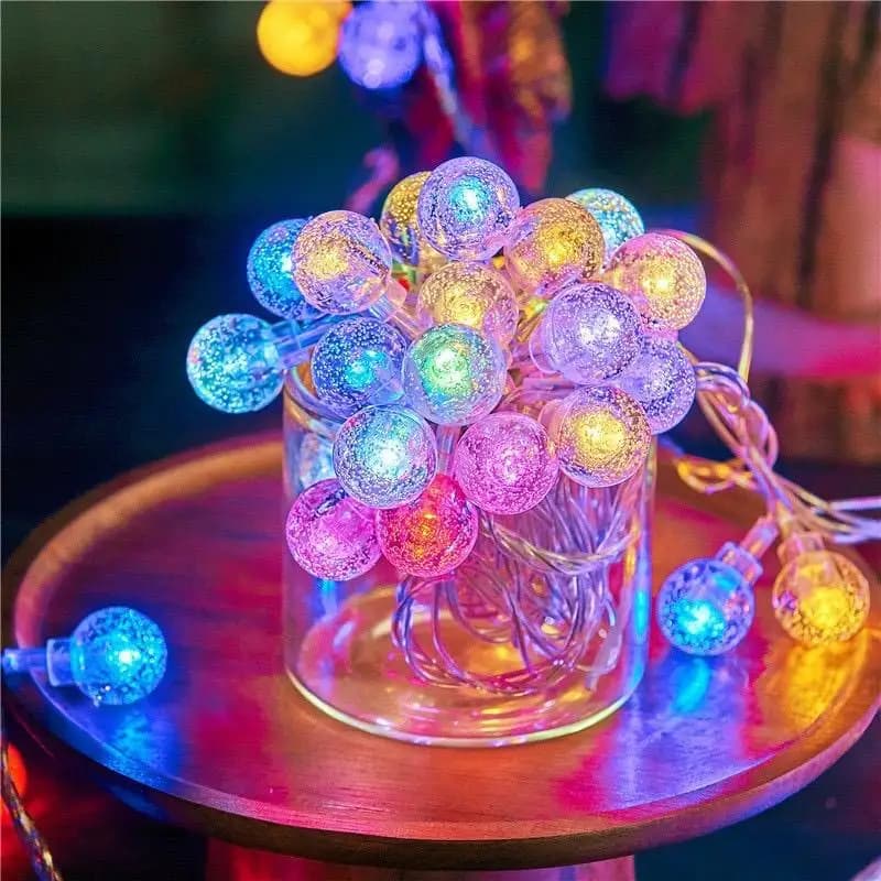 Catena di Luci LED a Batteria con Sfere di Cristallo, Ghirlanda Luminosa per Matrimoni, Feste, Casa, Ramadan, Decorazione Stanza