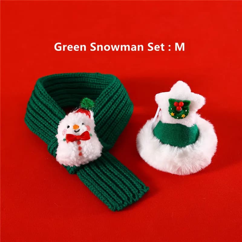 Cat Collar Red Christmas Scarf for Pets Hot wool scarf Green Santa Claus Cat Cake New Year's Christmas Gifts